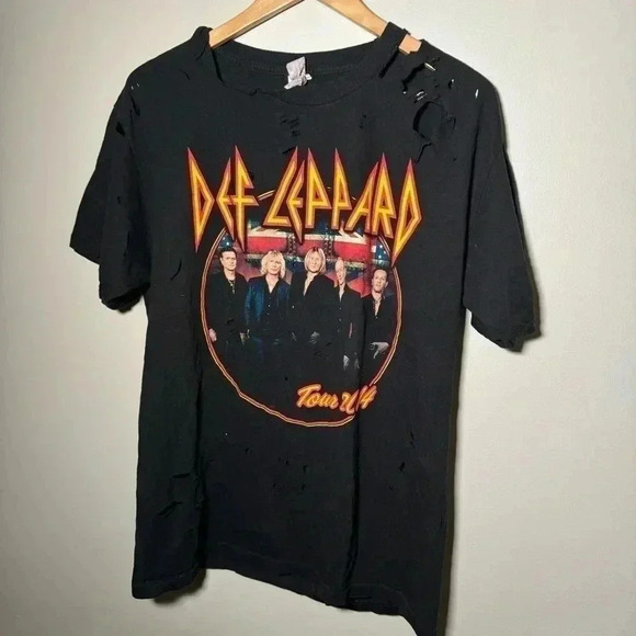 Def leppard band  tee 2014 tour distressed L - Picture 2 of 7